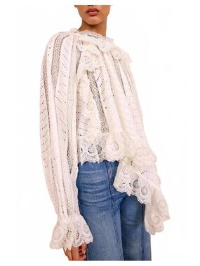 Ulla Johnson Ivory Eyelet Lace Blouse